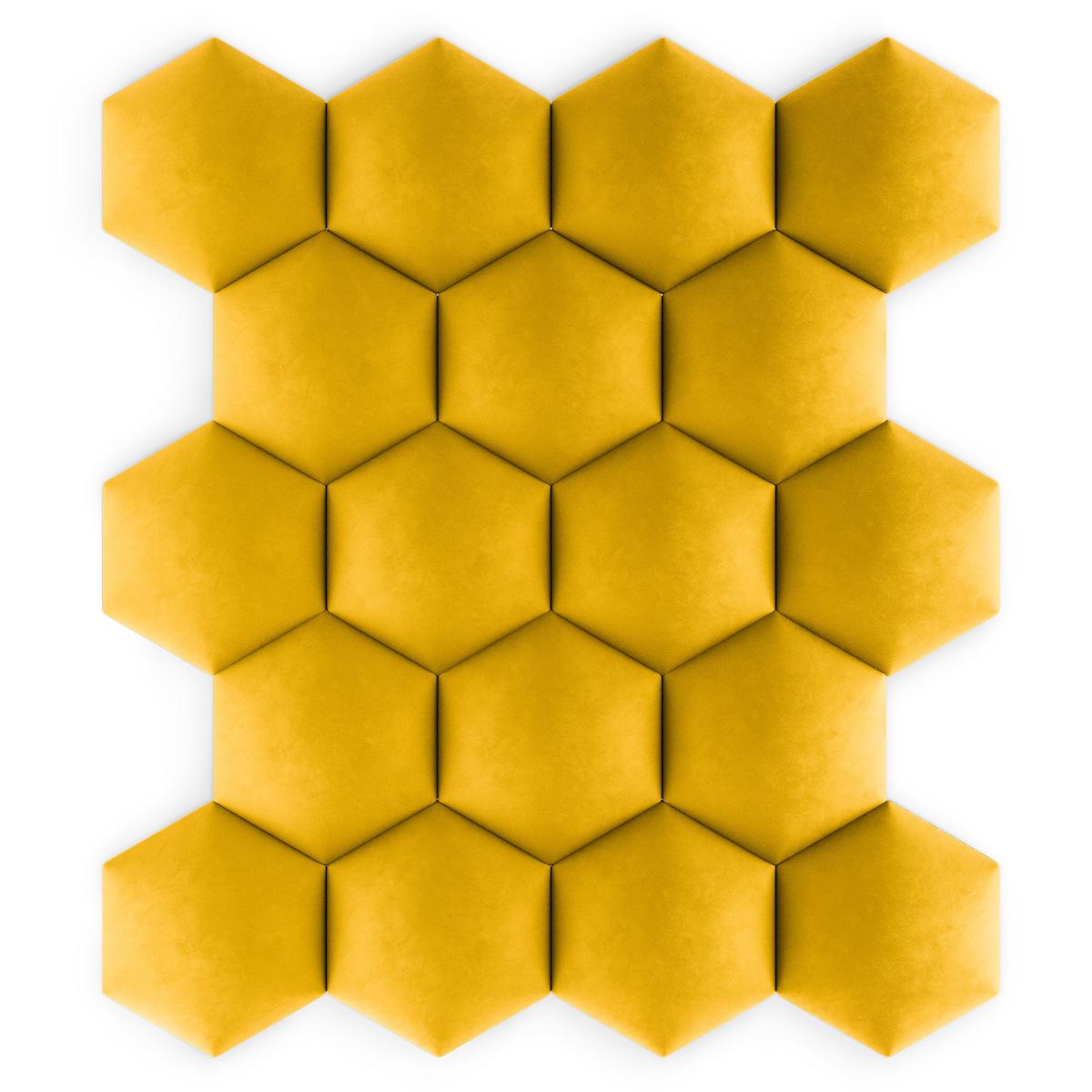 Panele tapicerowane  26x30 cm hexagon magic velvet żółty nr. 7