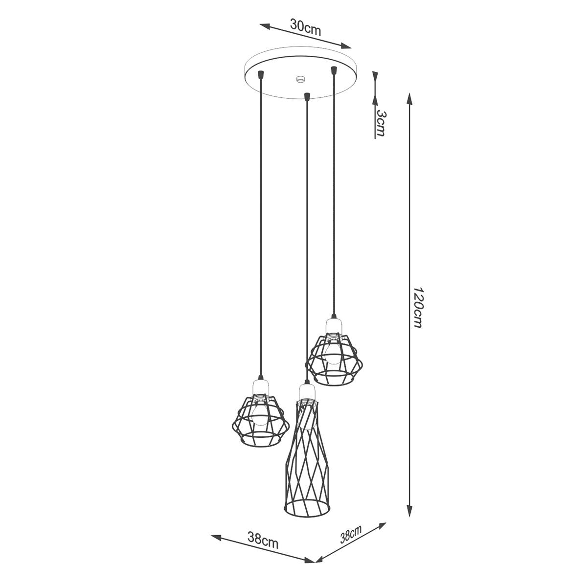 Lampa wisząca SUBA 3P czarna 120x38x38cm nowoczesna E14 do salonu nr. 5