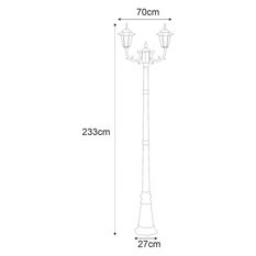 Lampa ogrodowa stojąca K-7064A2/2 STANDARD 70x233x27 cm do ogrodu czarny - Miniaturka zdjęcia nr 2