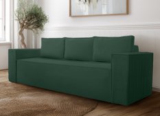 Kanapa rozkładana Verona 248x52x93 cm wersalka z funkcją spania i pojemnikiem sprężyny bonell sztruks butelkowa zieleń do salonu - Miniaturka zdjęcia nr 6