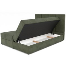Łóżko kontynentalne 140x200x113 cm tapicerowane podwójne z materacem khaki - Miniaturka zdjęcia nr 11
