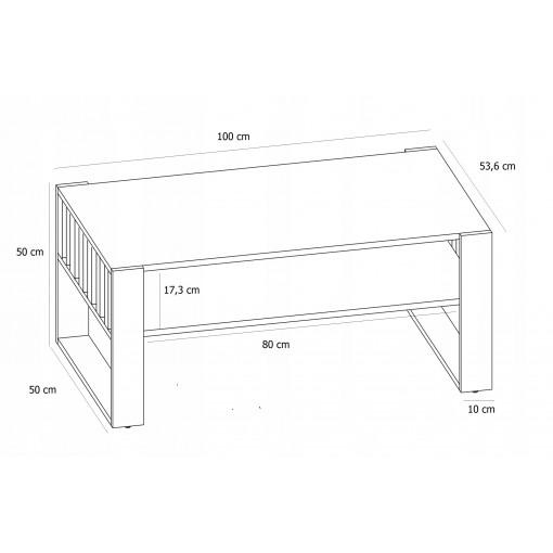 Stolik kawowy 63,6x100x50 cm Iga elegancki z praktyczną półką biały i czarny do salonu nr. 3