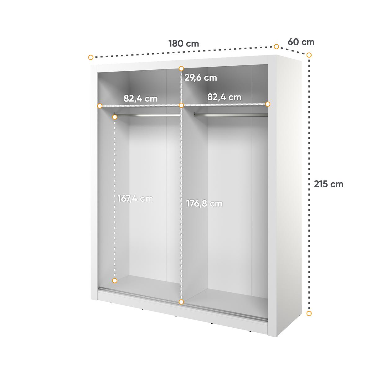 Szafa z lustrem Arti 180 cm do sypialni przedpokoju garderoby biały nr. 5