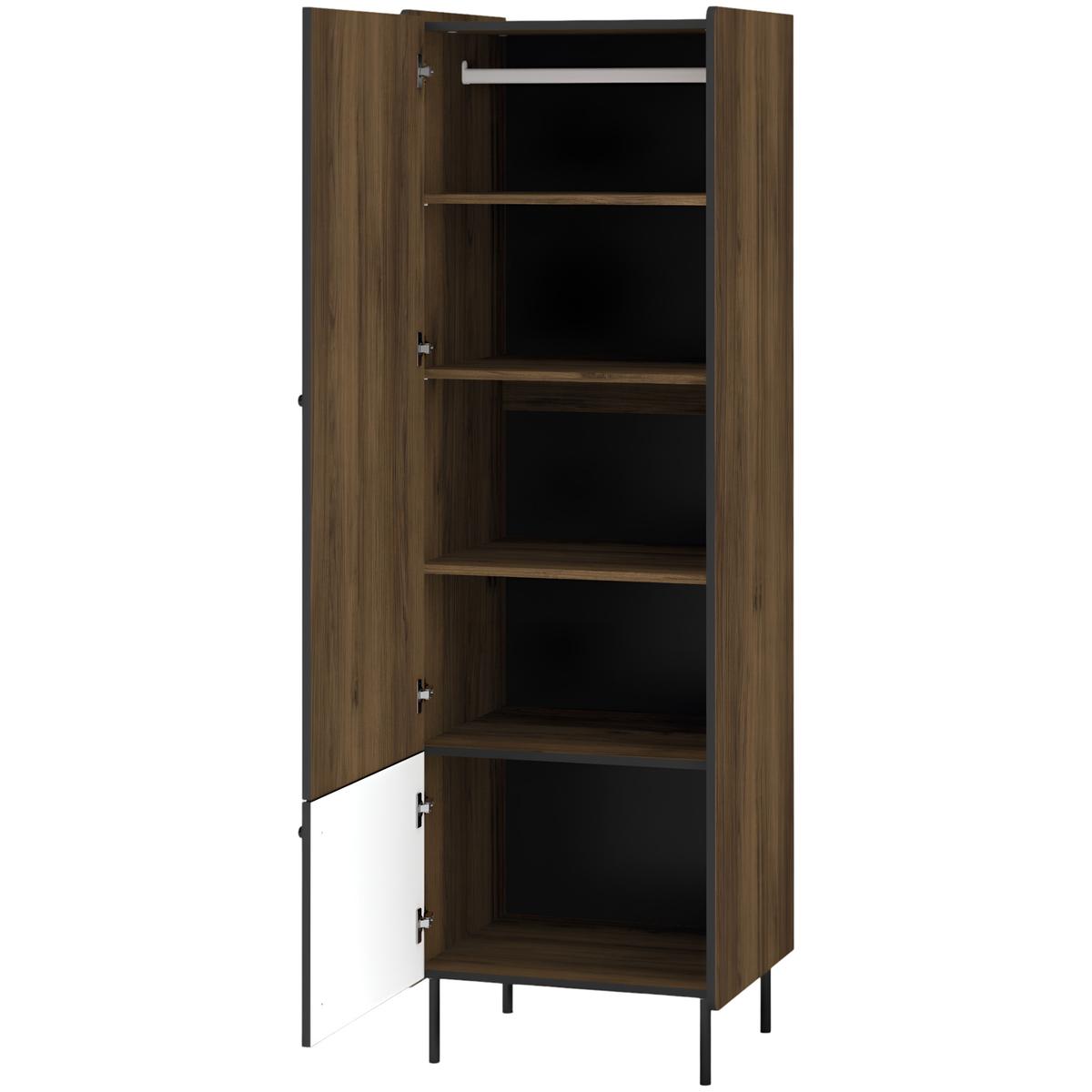 Szafa 59x55x190,7 cm  Prestigio  dwudrzwiowa orzech i czarny mat do sypialni i pokoju nr. 2