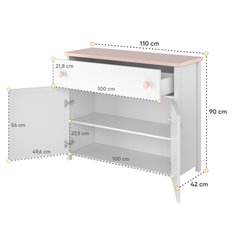 Komoda 110x42x90 cm 2d1s Luna z drzwiczkami i szufladą biała do salonu - Miniaturka zdjęcia nr 3