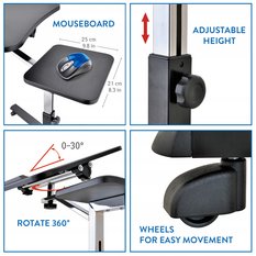 Tatkraft Joy stabilny stolik pod laptopa, 4 kółka - Miniaturka zdjęcia nr 5