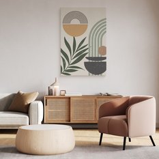 Obraz Na Płótnie Gałązki Oliwne Słońce Styl Boho Abstrakcja 80x120cm - Miniaturka zdjęcia nr 6