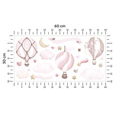 Naklejki Dla Dzieci Różowe Balony Gwiazdy 60x30 Serduszka Styl ZESTAW - Miniaturka zdjęcia nr 2