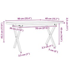 Stolik kawowy 90x40x45,5 cm nogi w kształcie litery X lite drewno do salonu - Miniaturka zdjęcia nr 10