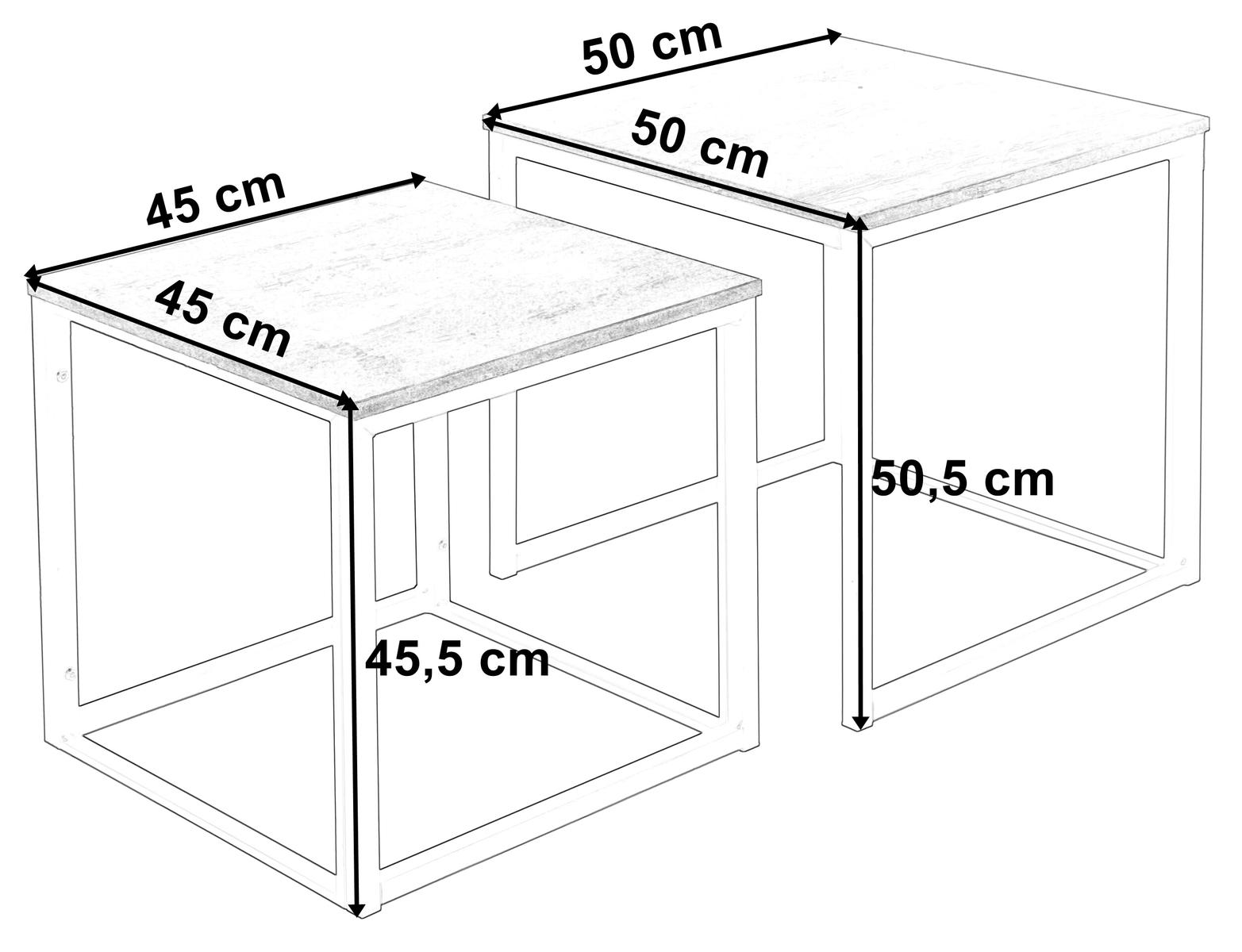 Stoliki kawowe Praven 50x50x50 cm loft zestaw 2 sztuk dąb craft biały nr. 2