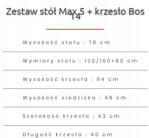 Zestaw do jadalni stół MAX 120/150x80 cm rozkładany + 6 krzeseł BOS orzech nr. 4