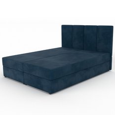 Łóżko kontynentalne 160x200x113 cm tapicerowane podwójne z materacem granatowe - Miniaturka zdjęcia nr 10