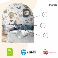 Naklejki Na Ścianę Dla Dzieci Wieloryby Chmury Balony 60x30 Gwiazdy ZESTAW - Miniaturka zdjęcia nr 3