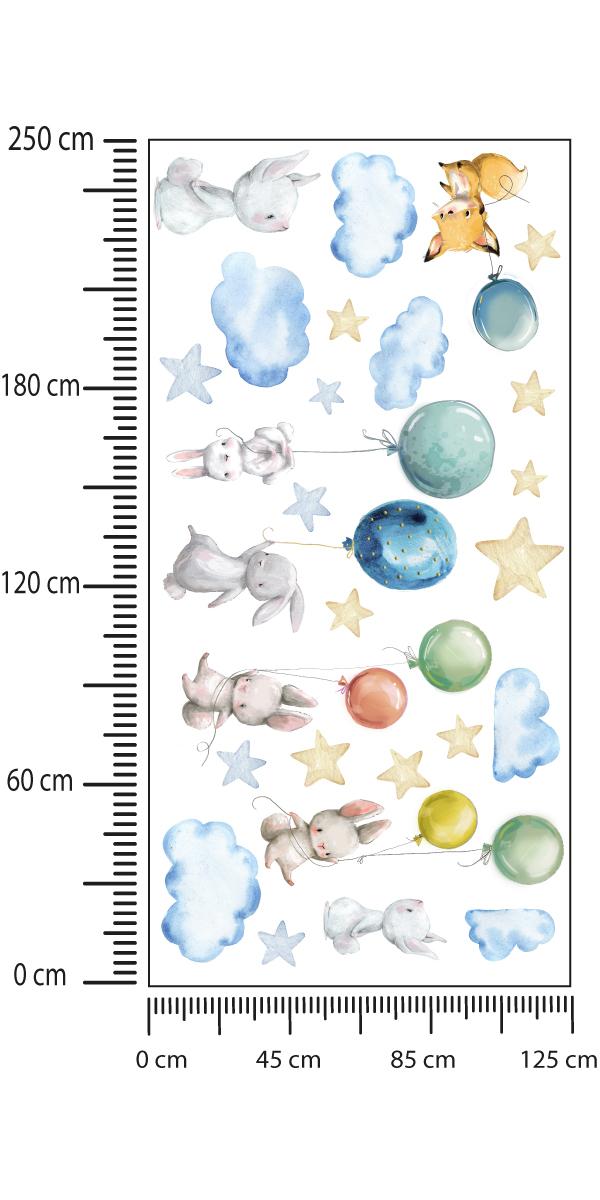 Naklejki dla dzieci króliki chmurki ZESTAW Dekoracja Ścienna Łatwa w Czyszczeniu nr. 2