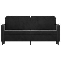 Sofa 158x77x80 cm 2-osobowa wygodna tapicerowana aksamitem czarna do salonu - Miniaturka zdjęcia nr 3