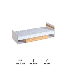 Łóżko 90x200 cm  Lorento z pojemnikiem biały brylantowy dąb nash do sypialni - Miniaturka zdjęcia nr 2