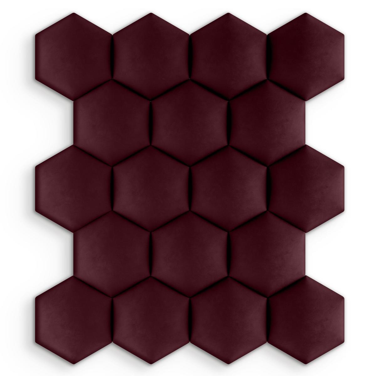 Panele tapicerowane 35x40 cm na ścianę hexagon bordowy  nr. 5
