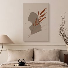 Obraz Do Salonu Portret Kobieta Minimalizm Styl Boho Liście Natura 80x120cm - Miniaturka zdjęcia nr 5