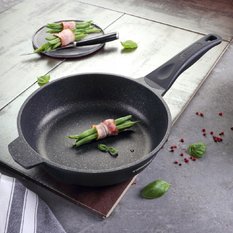 Patelnia 24 cm ceramiczna marmurowa głęboka indukcja gaz do kuchni - Miniaturka zdjęcia nr 3