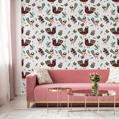 Tapeta Do Pokoju Dziecka Kolorowe PTAKI Pióra Boho  - Miniaturka zdjęcia nr 6