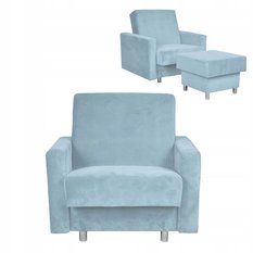 Fotel rozkładany z podnóżkiem Alicja błękitny