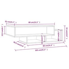 Stolik kawowy 105x55x32 cm z przestronnymi półkami brązowy dąb do salonu - Miniaturka zdjęcia nr 6