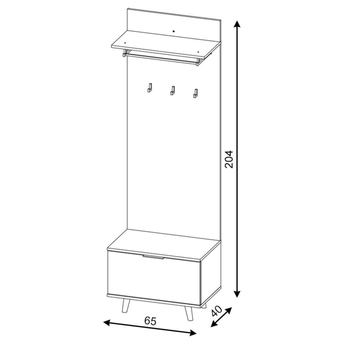 Garderoba Nordic D 65 cm do przedpokoju dąb coast evoke biały nr. 5