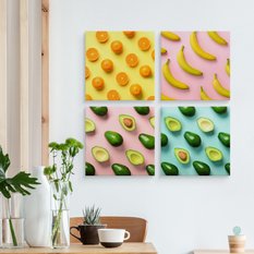 Obrazy SET Do Kuchni OWOCE Cytrusy Awokado Pop-Art Jedzenie 100x100cm - Miniaturka zdjęcia nr 3