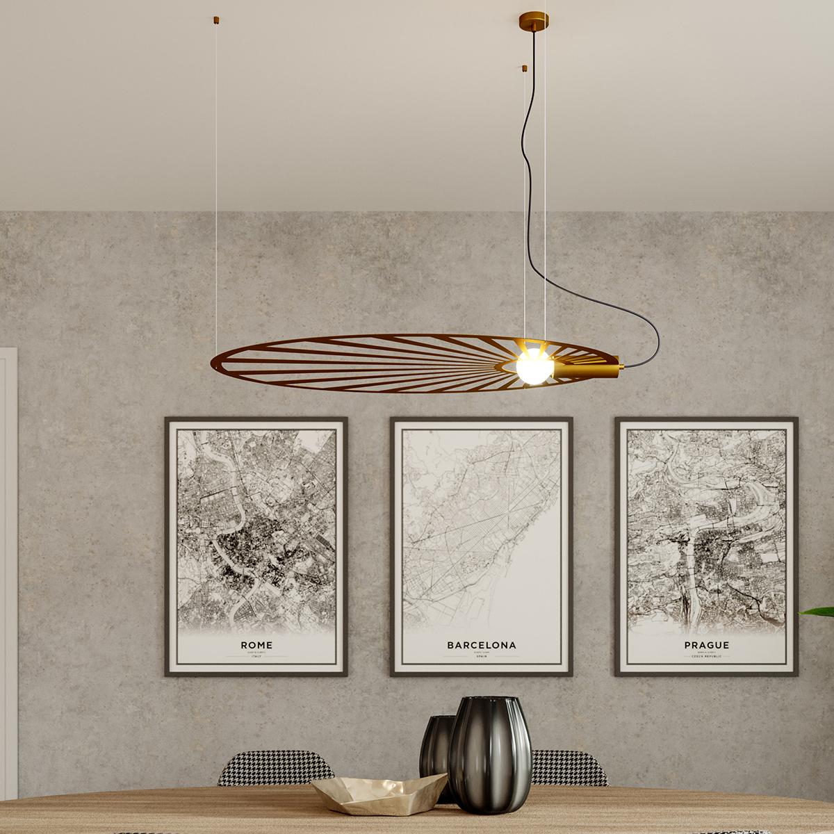 Lampa wisząca LEHDET złota 150x80x110cm nowoczesna E27 do salonu nr. 6