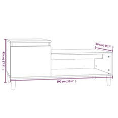 Stolik kawowy 100x50x45 cm z praktyczną szafką z drzwiczkami i półką biały o wysokim połysku do salonu - Miniaturka zdjęcia nr 10