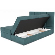 Łóżko kontynentalne 160x200x113 cm tapicerowane podwójne z materacem turkusowe - Miniaturka zdjęcia nr 14