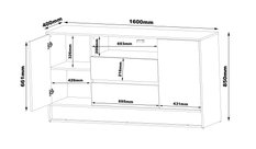 KOMODA 160CM Z WSTAWKĄ DĄB WOTAN - VISION 2 Biały - Wotan mat - Biały połysk - Miniaturka zdjęcia nr 5