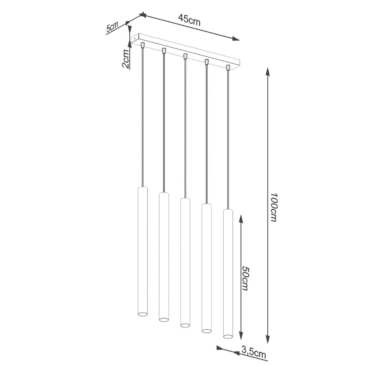 Lampa wisząca PASTELO 5L beton 110x5x45cm nowoczesna G9 do salonu nr. 5