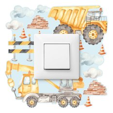 Naklejka Pod Włącznik Do Pokoju Chłopca Chmurki 20x20 Maszyny Wywrotki Styl Boho - Miniaturka zdjęcia nr 1