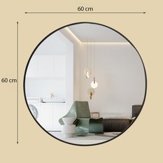 Lustro ścienne 60cm okrągłe łazienkowe w czarnej ramie loft do łazienki - Miniaturka zdjęcia nr 11