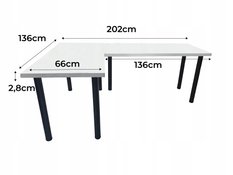 Biurko gamingowe narożne model 0 Low 202x136x66 cm białe - Miniaturka zdjęcia nr 3