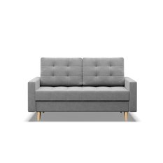 Sofa Elma 152x88x92 cm 2-osobowa skandynawska rozkładana z pojemnikiem na nóżkach do salonu jasna szara - Miniaturka zdjęcia nr 2