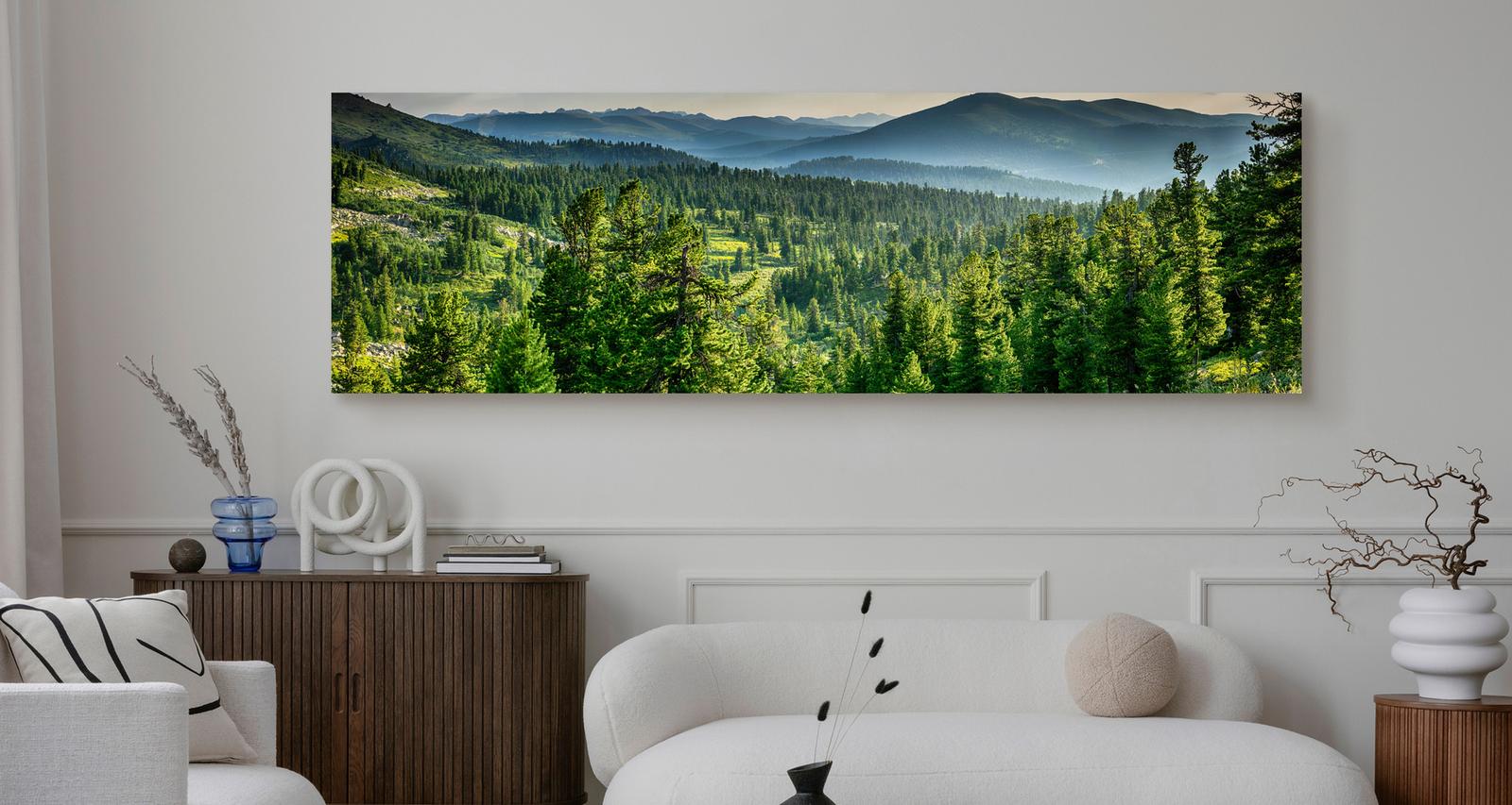 Obraz Panoramiczny Do Salonu LAS Góry Krajobraz Efekt 3D Natura 145x45cm nr. 9