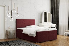 Łóżko CASTEL 140x200 cm z funkcją przechowywania i materacem do sypialni ciemnoczerwone