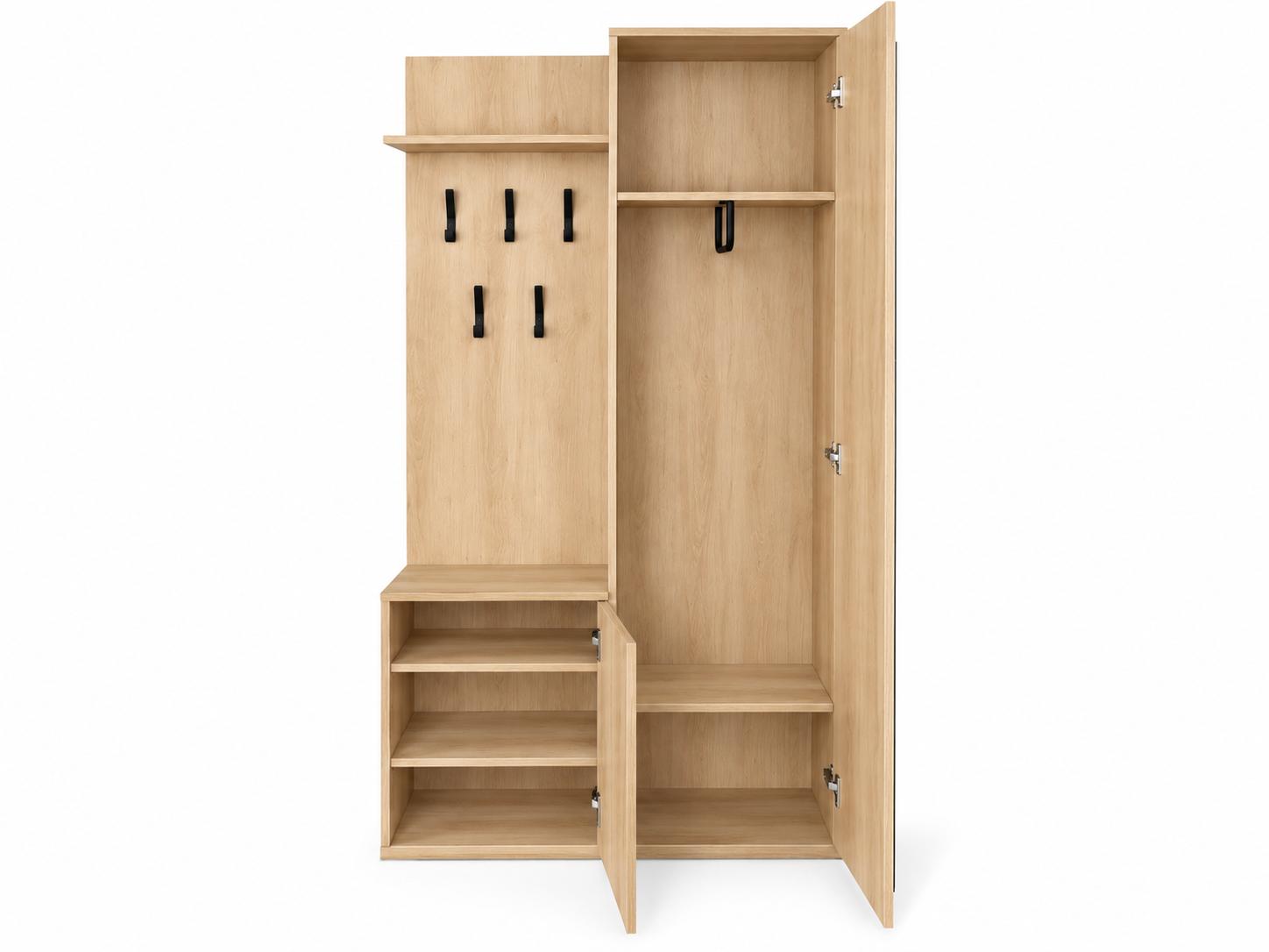 Garderoba do przedpokoju DUO 180x95x35 cm z lustrem wieszakami szafka na buty dąb sonoma prawa nr. 3