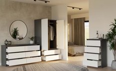 Szafa otwierana Malwa SS-90 180x90x60 cm do sypialni antracyt biel - Miniaturka zdjęcia nr 7