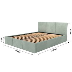 Łóżko tapicerowane do sypialni 180x200x100 cm podwójne z pojemnikiem modne miętowe - Miniaturka zdjęcia nr 16