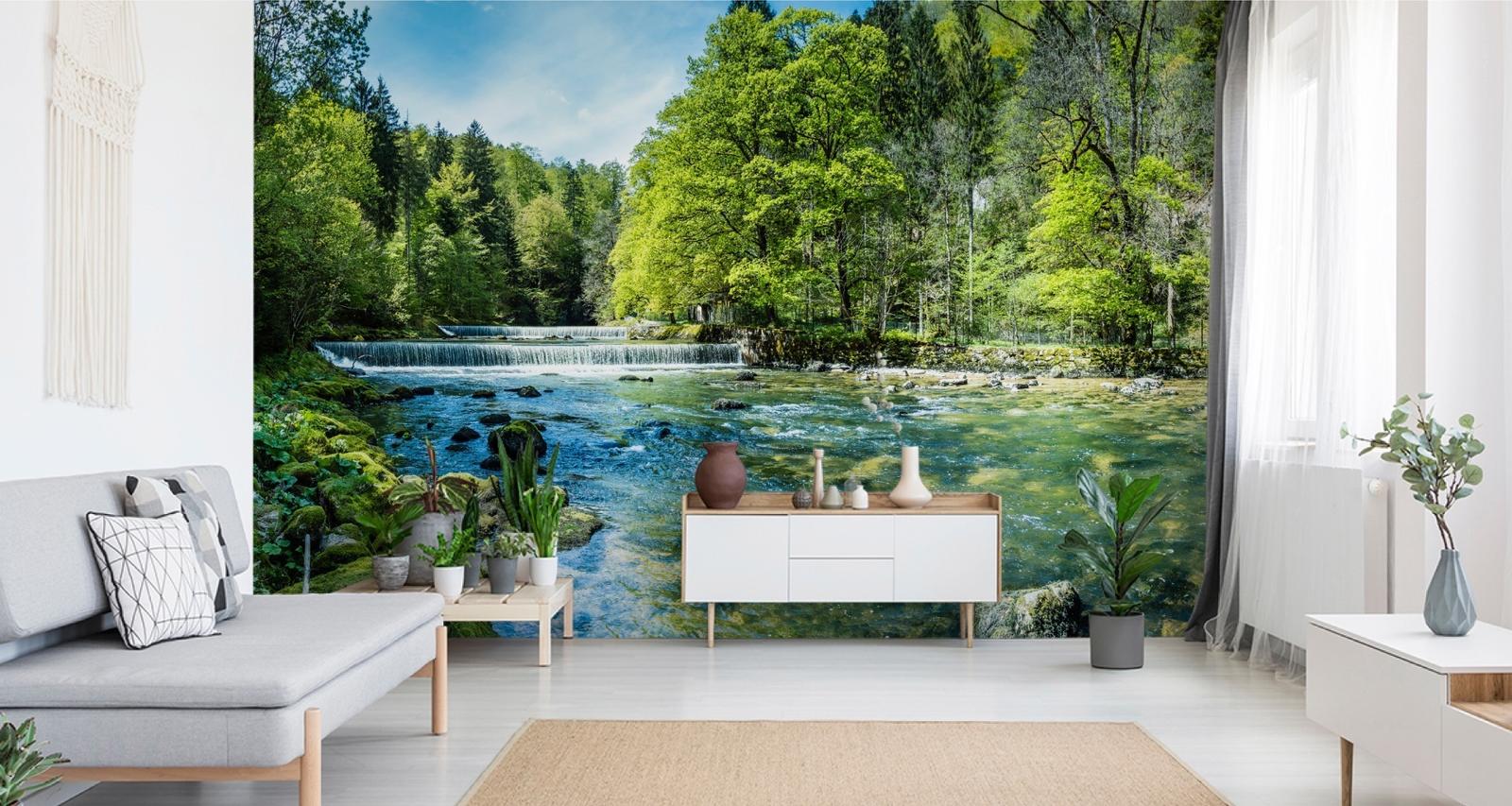 Fototapeta do salonu rzeka las natura 3D Dekoracja Nowoczesna Przyrodnicza nr. 2