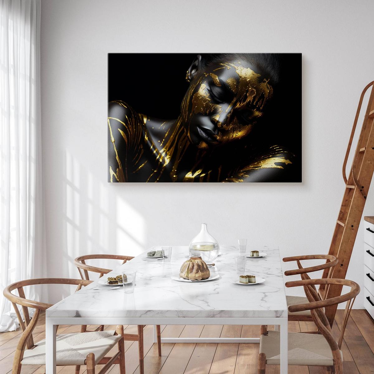 Obraz Na Płótnie Kobieta W Złotych Barwach 70x50 Ekskluzywny Styl nr. 4