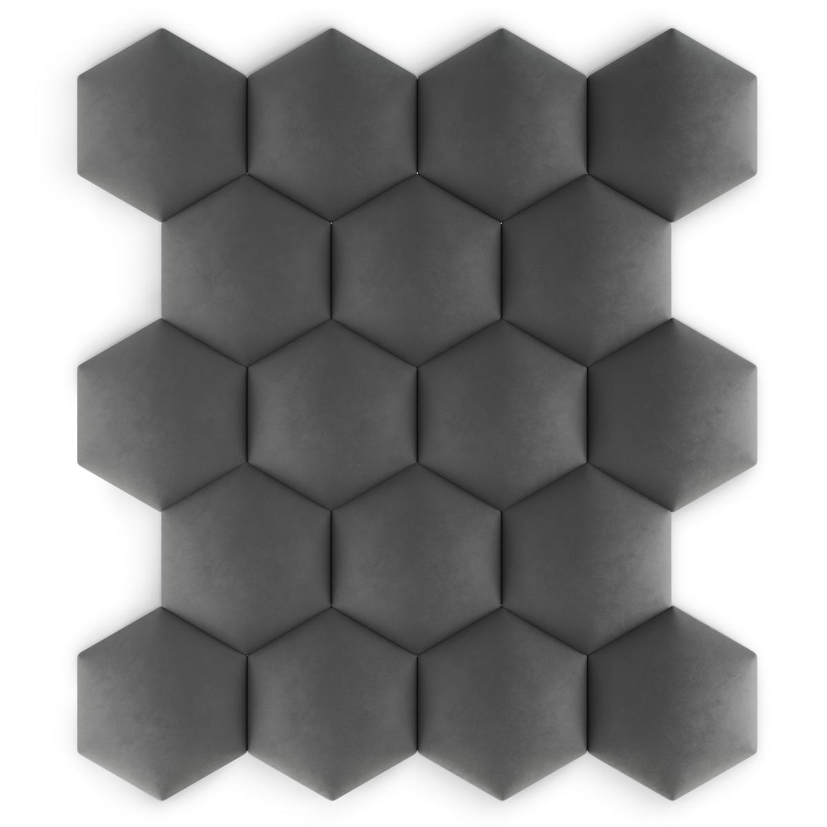 Panele tapicerowane 26x30 hexagon magic velvet grafitowy nr. 7