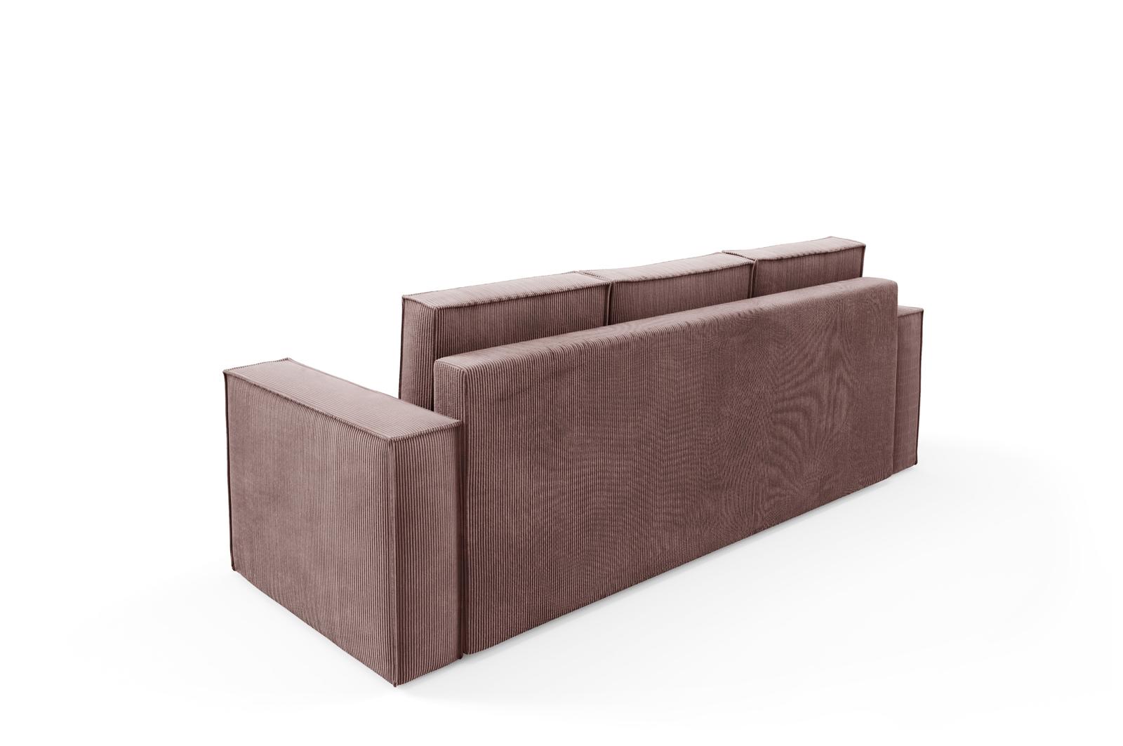 Kanapa 248x96x93 cm sofa z funkcją spania automat i pojemnik sztruks brudny róż do salonu nr. 4