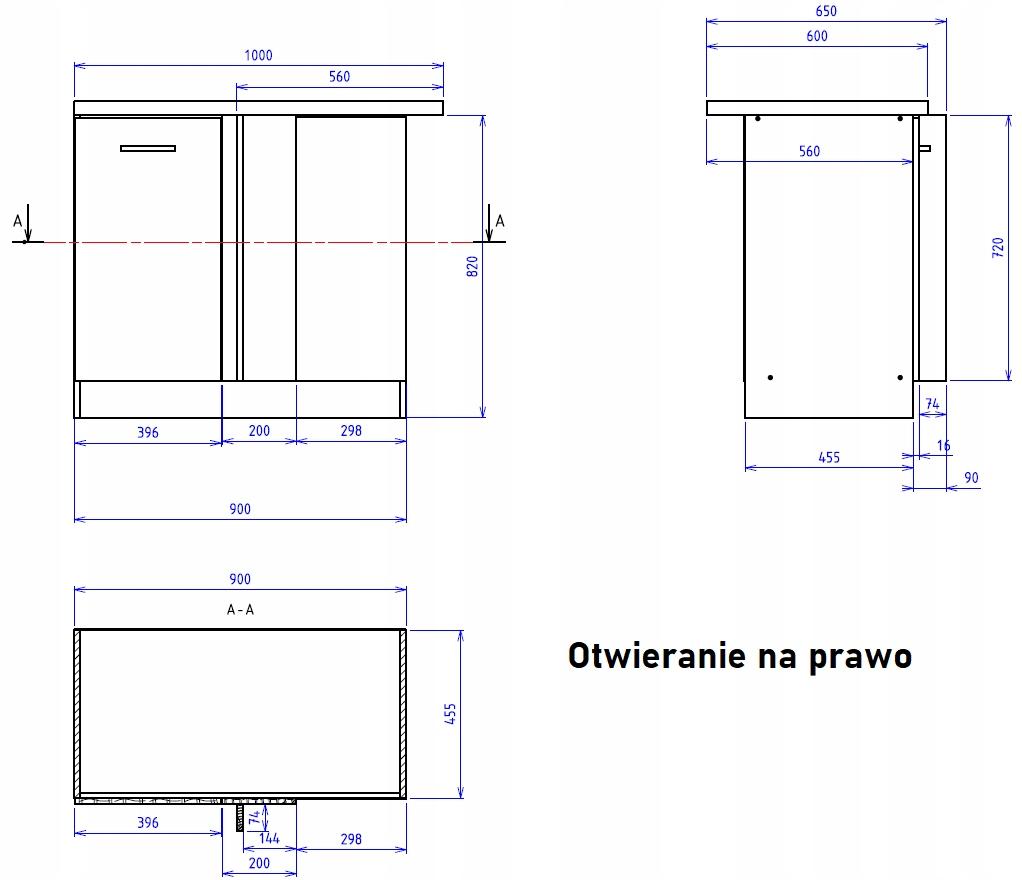 Szafka kuchenna dolna 100x86x60 cm stojąca narożna z blatem dąb sonoma do kuchni nr. 6