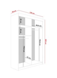 Szafa przesuwna Lamaro 138x59x205 cm z lustrem dąb czarne ramki do sypialni - Miniaturka zdjęcia nr 2