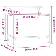 Stolik kawowy 60x44,5x45 z rozkładanym blatem ze schowkiem białe z połyskiem do salonu - Miniaturka zdjęcia nr 10