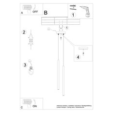 Lampa wisząca PASTELO 2 złota 118x15x15cm nowoczesna G9 do salonu - Miniaturka zdjęcia nr 6